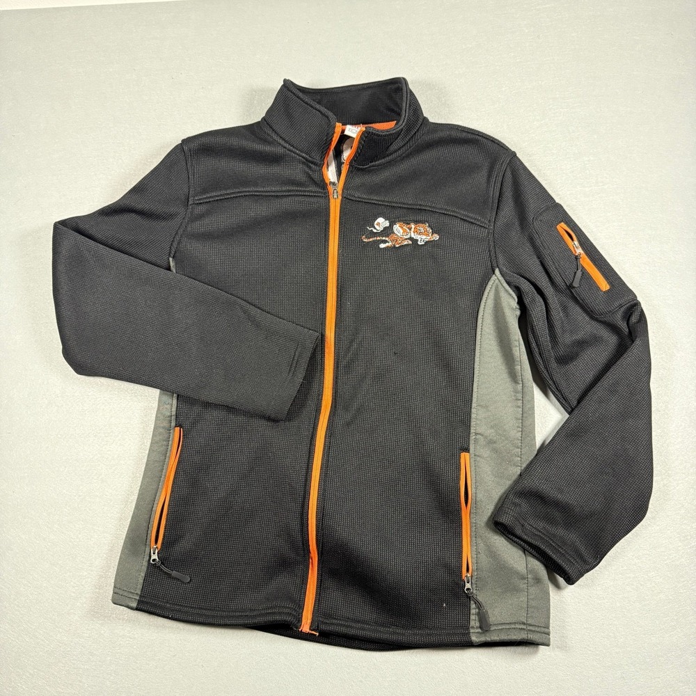 Cincinnati Bengals Jacket Mens Medium Black Full Zip Vintage 1968 Tiger Logo NFL